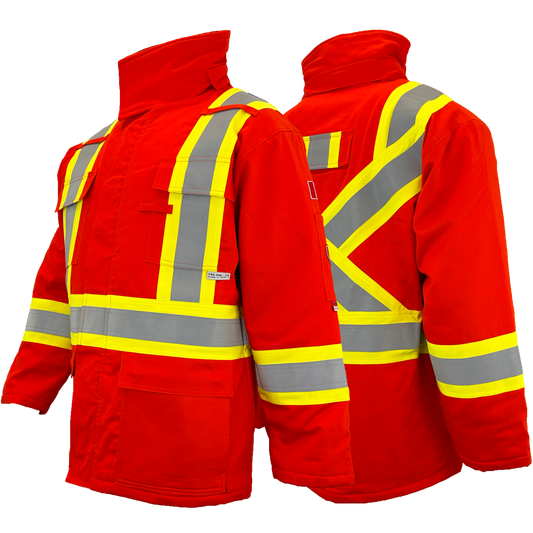 Atlas FR Winter Parkas, 4" Solid Yellow Silver Striping