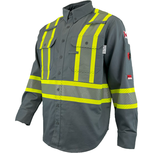 Atlas FR button down 4" Yellow Silver Striping