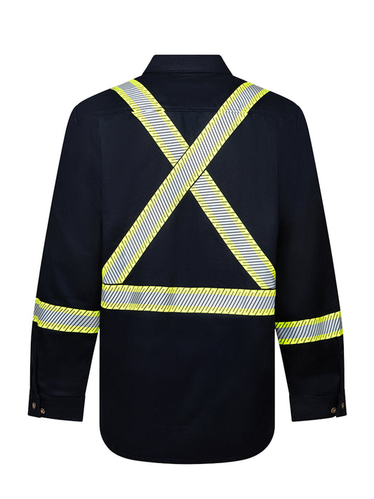 Avenger 7 oz Deluxe Segmented Striped Navy Work Shirt