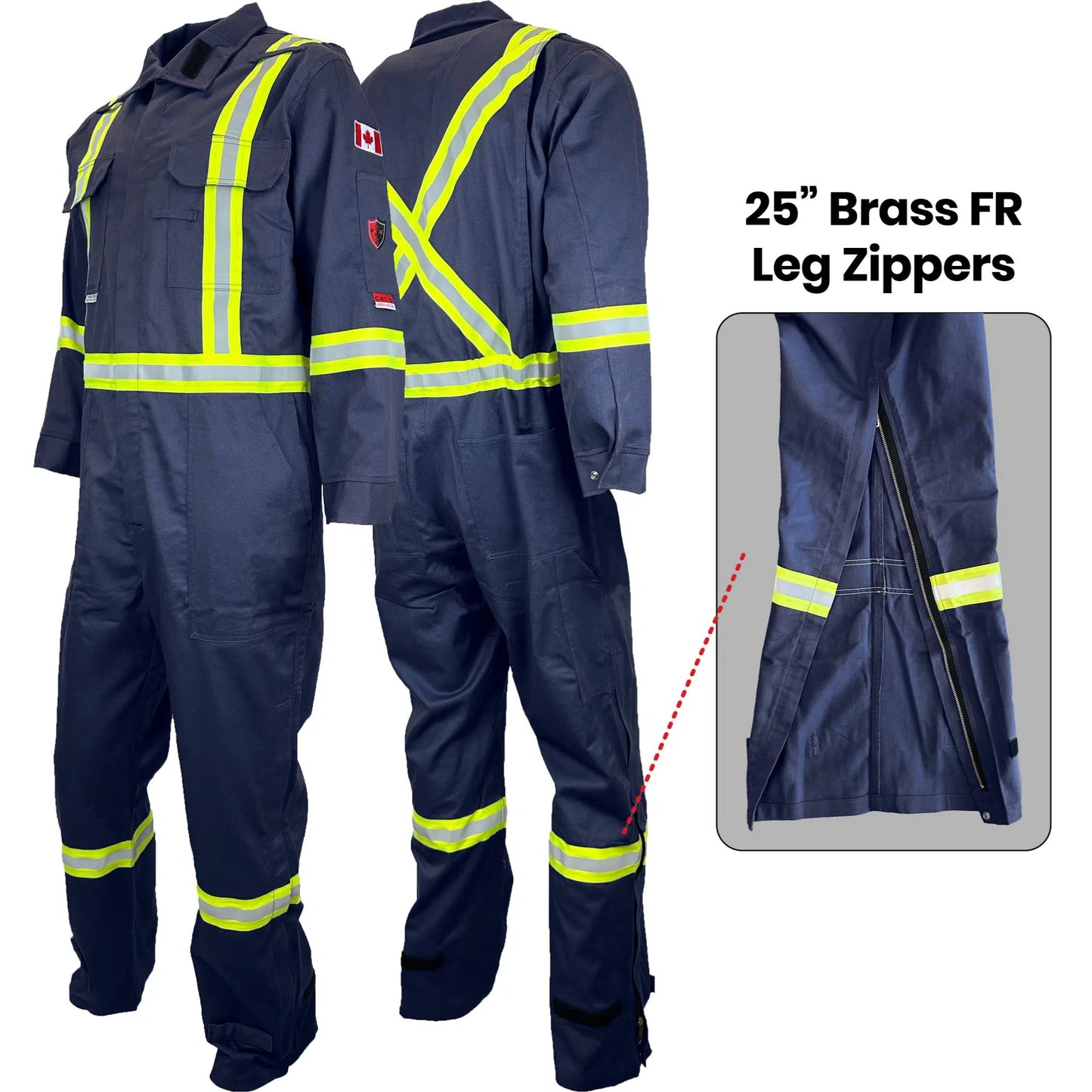 Atlas Guardian® FR/AR Coveralls w/ Leg Zippers, 2" striping