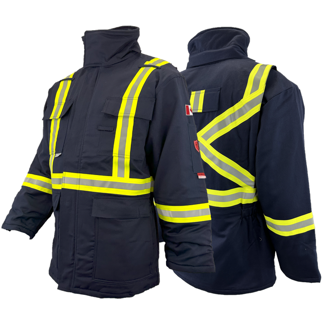 Atlas FR Winter Parka, 2" Solid Yellow Silver Striping