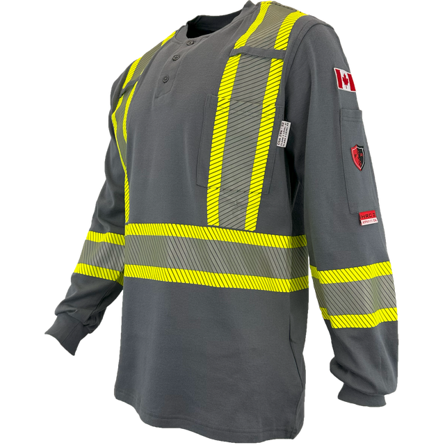 Atlas Guardian FR/AR Hi Vis Henley Shirt, 4" striping