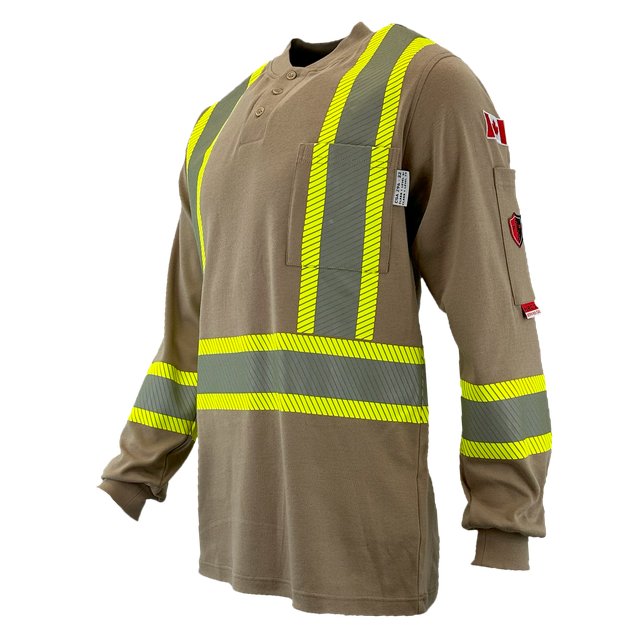Atlas Guardian FR/AR Hi Vis Henley Shirt, 4" striping