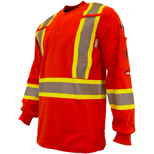 Atlas Guardian FR/AR Hi Vis Henley Shirt, 4" striping