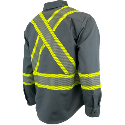 Atlas FR button down 4" Yellow Silver Striping