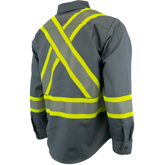 Atlas FR button down 4" Yellow Silver Striping