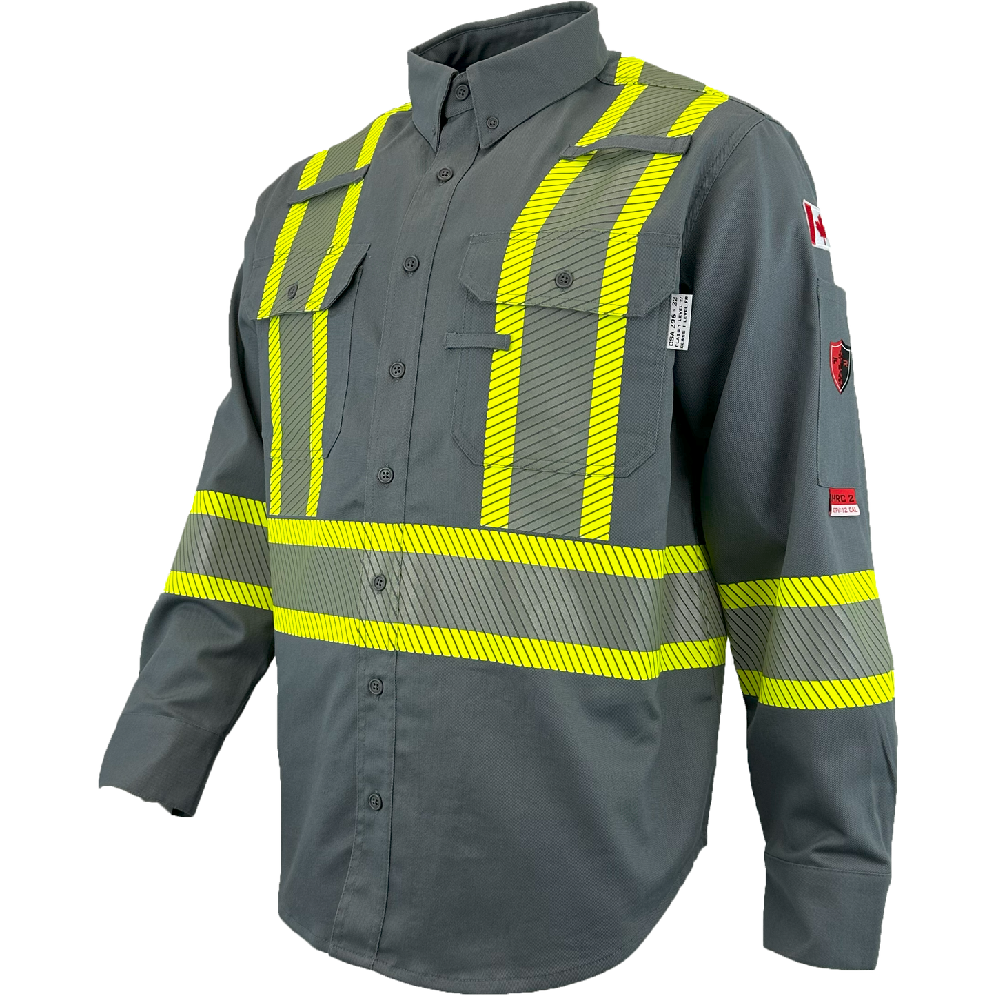 Atlas FR button down 4" Yellow Silver Striping