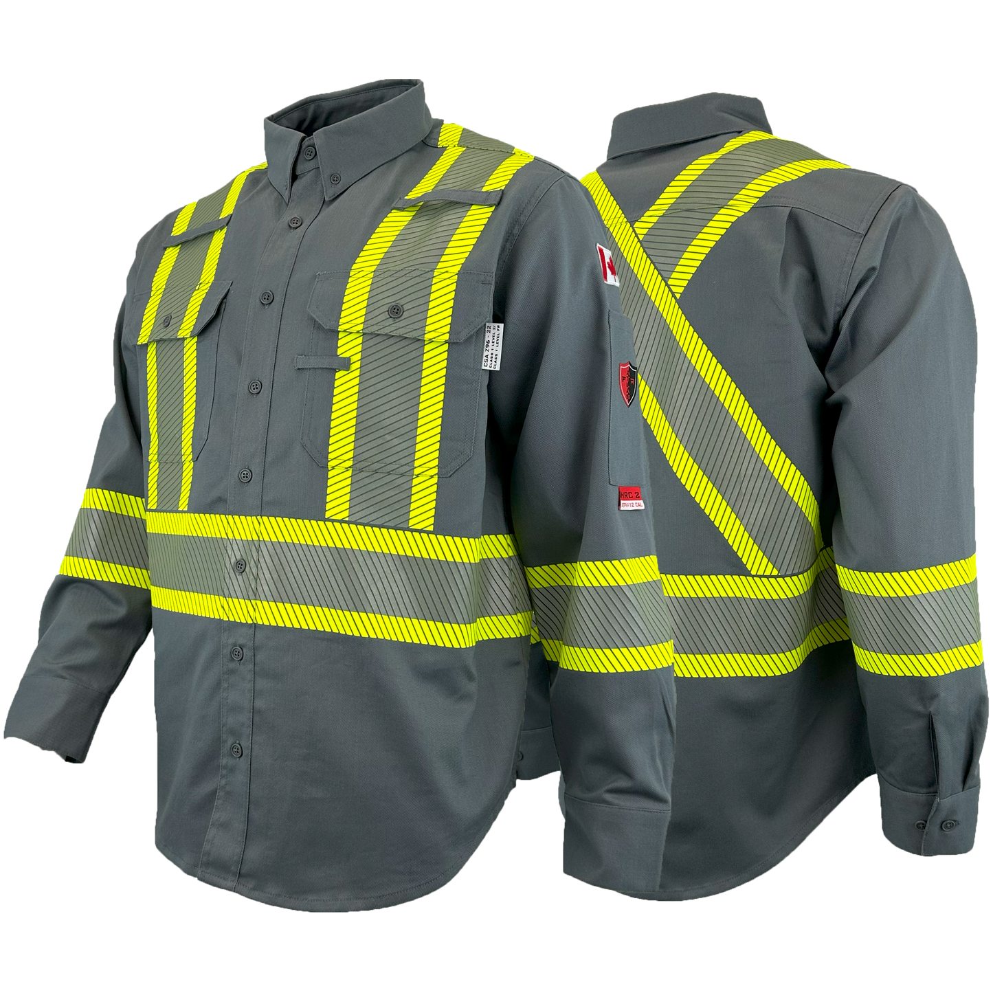 Atlas FR button down 4" Yellow Silver Striping