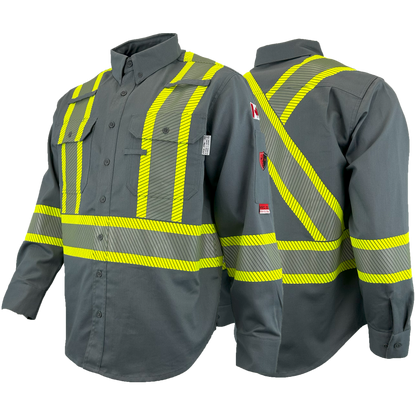 Atlas FR button down 4" Yellow Silver Striping