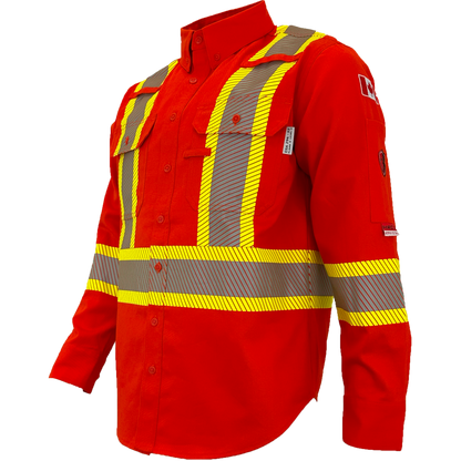 Atlas FR button down 4" Yellow Silver Striping