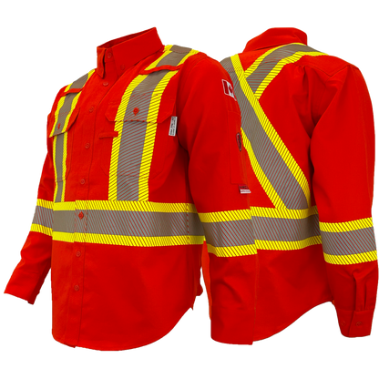 Atlas FR button down 4" Yellow Silver Striping