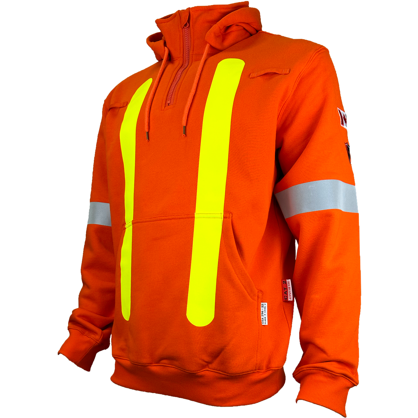 Atlas Guardian® FR/AR OHSA Quarter Zip Hoodie, 2" striping