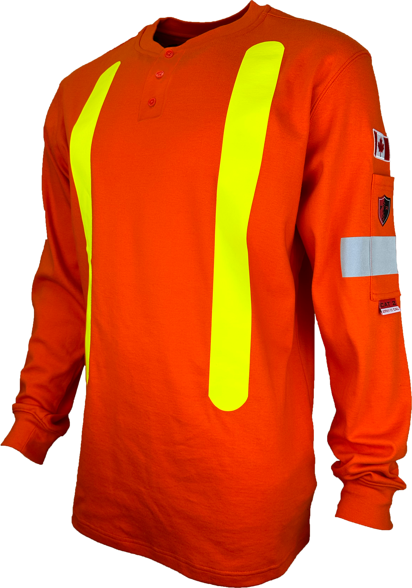Atlas Guardian® FR/AR OHSA Hi Vis Henley Shirt, 2" striping