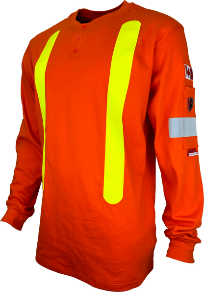 Atlas Guardian® FR/AR OHSA Hi Vis Henley Shirt, 2" striping