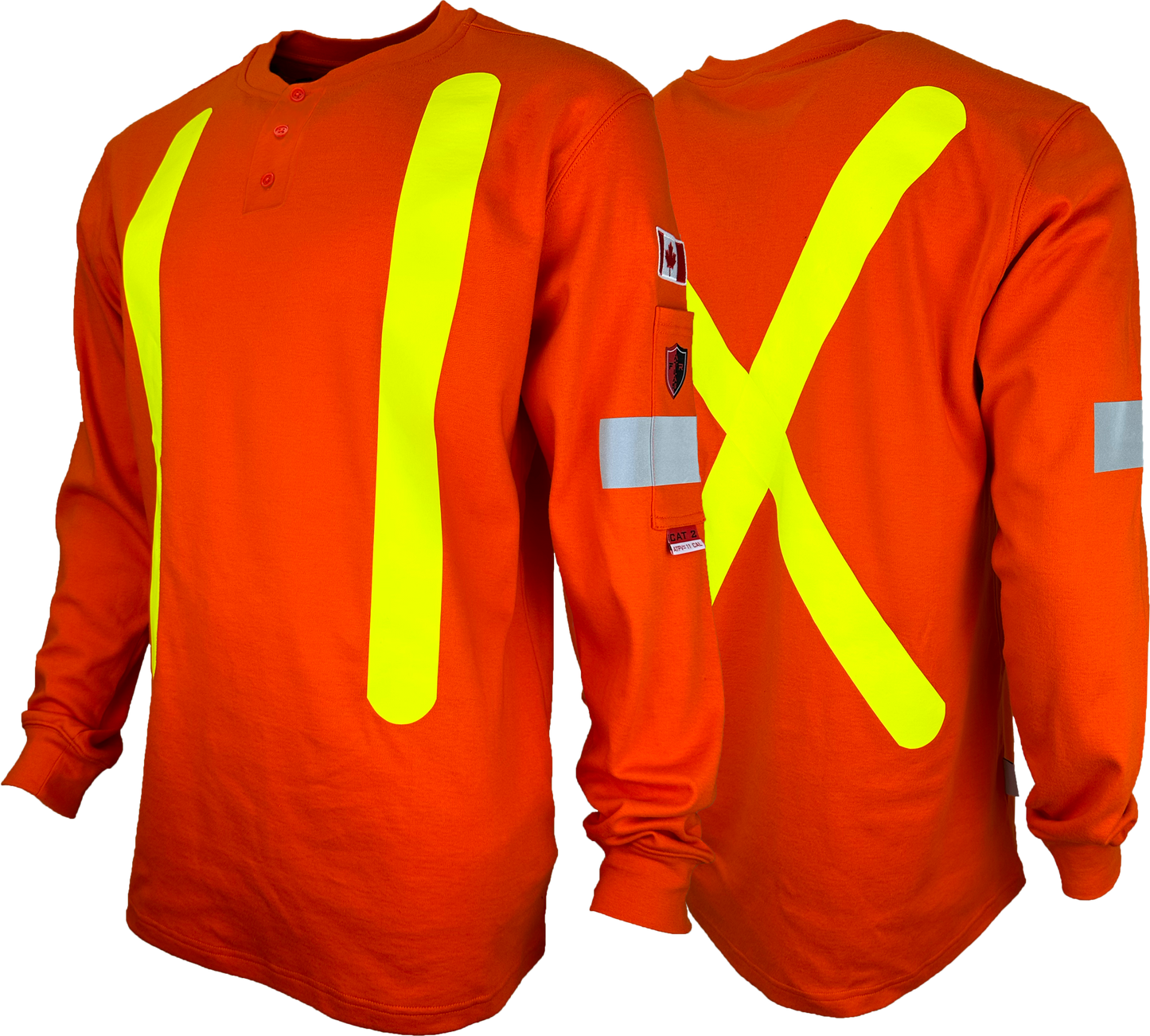 Atlas Guardian® FR/AR OHSA Hi Vis Henley Shirt, 2" striping