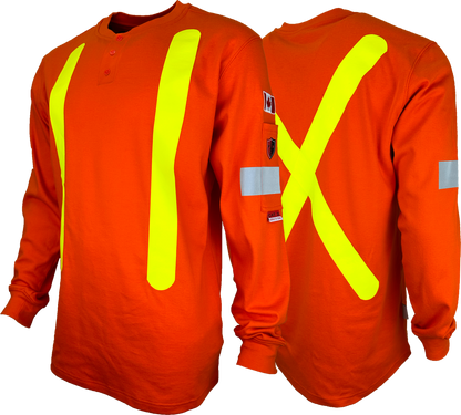 Atlas Guardian® FR/AR OHSA Hi Vis Henley Shirt, 2" striping