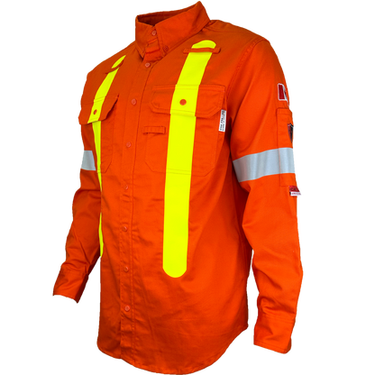 Atlas Guardian® FR/AR OHSA Hi Vis Work Shirt, 2" striping