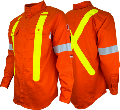 Atlas Guardian® FR/AR OHSA Hi Vis Work Shirt, 2" striping