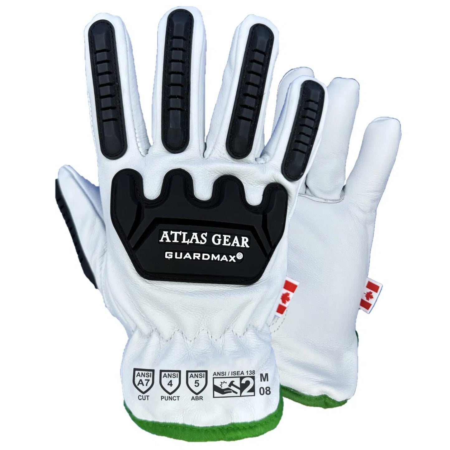 Atlas Leather Gear Guardmax Impact Gloves, Short Cuff Cut