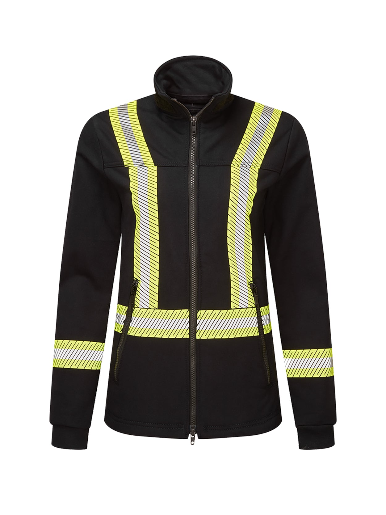 Women’s Segmented Striped Navy Fleece Full Zip Jacket