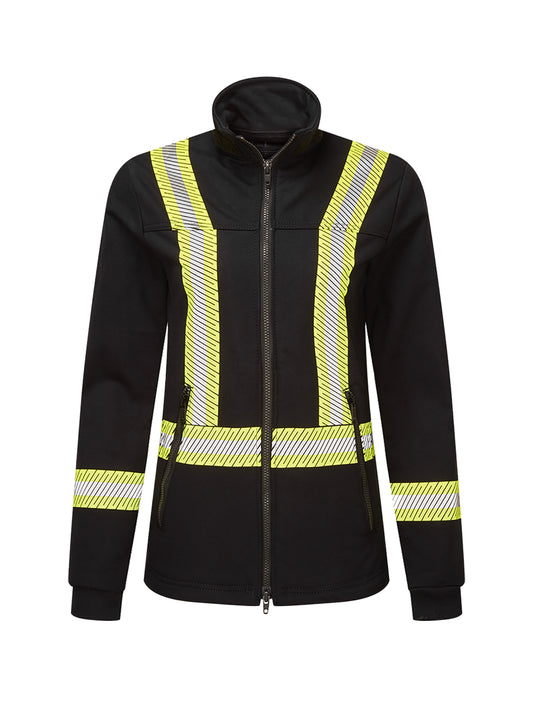 Women’s Segmented Striped Navy Fleece Full Zip Jacket