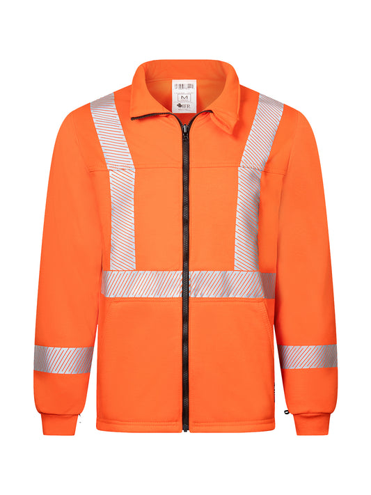 Segmented Striped Fleece Full Zip Jacket