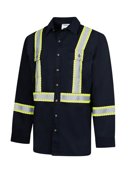 Avenger 7 oz Deluxe Segmented Striped Navy Work Shirt