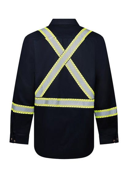 Avenger 7 oz Deluxe Segmented Striped Navy Work Shirt