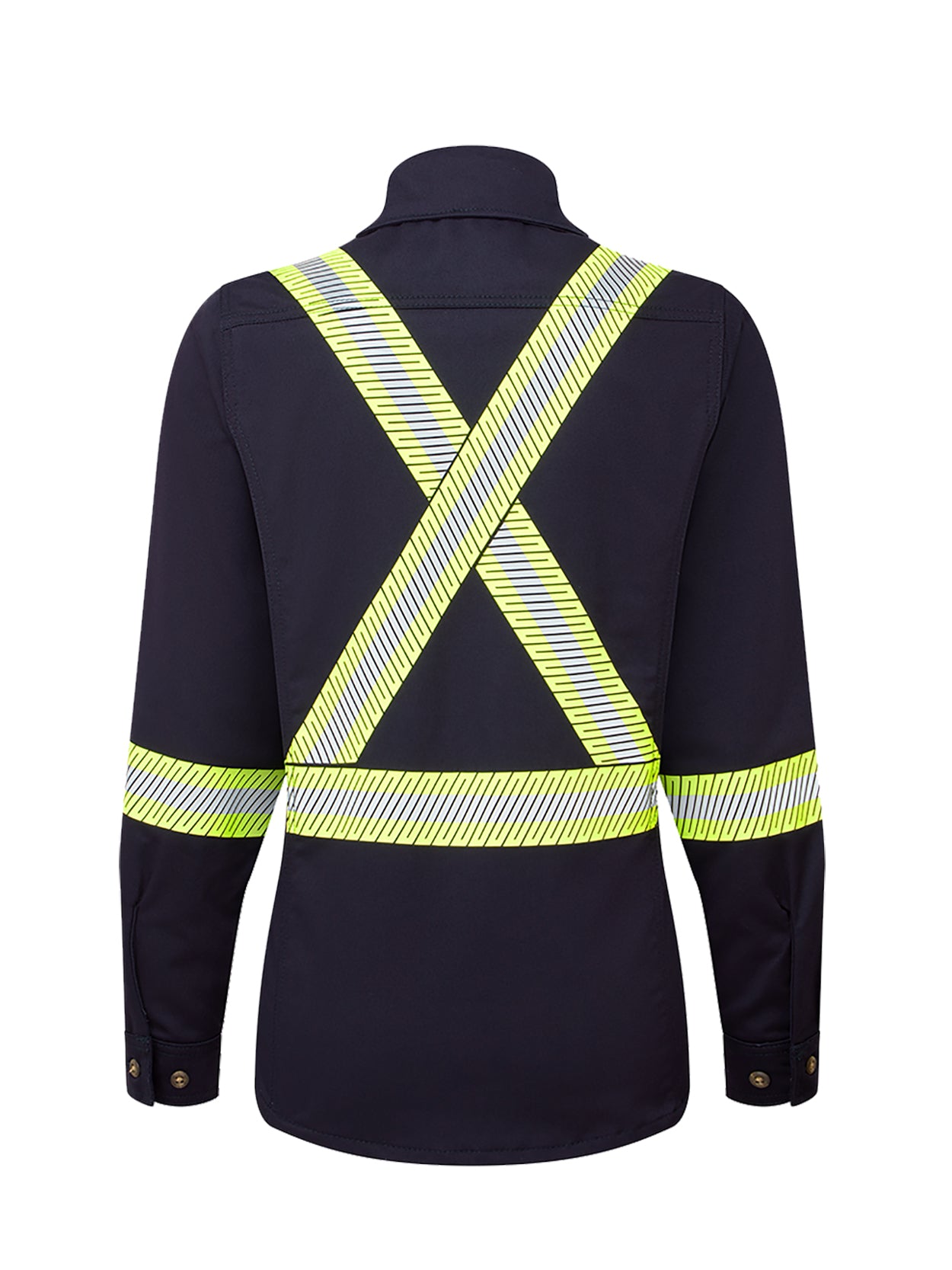 Women’s Avenger 7 oz Deluxe Segmented Striped Navy Work Shirt
